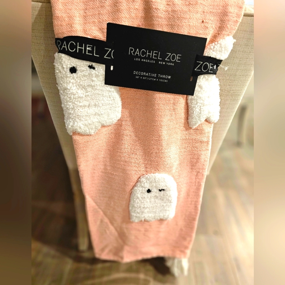 Rachel Zoe 50x60 Ghost Blanket Baby Pink Halloween.